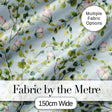 Elegant Watercolor Butterflies and Green Leaves on Light Blue  Seamless Pattern Digital Print Fabric by the Metre UK Sewing Quilting Textile