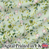 Elegant Watercolor Butterflies and Green Leaves on Sage Green  Seamless Pattern Digital Print Fabric by the Metre UK Sewing Quilting Textile