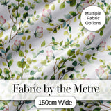 Watercolor Butterflies and Green Leaves on Soft Grey  Seamless Pattern Digital Print Fabric by the Metre UK Sewing Quilting Textile
