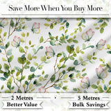 Watercolor Butterflies and Green Leaves on Soft Grey  Seamless Pattern Digital Print Fabric by the Metre UK Sewing Quilting Textile