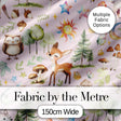 Woodland Deer Owl Mushrooms and Stars on Blush Pink  Seamless Pattern Digital Print Fabric by the Metre UK Sewing Quilting Textile