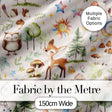 Woodland Deer Owl Mushrooms and Stars on Warm Neutral  Seamless Pattern Digital Print Fabric by the Metre UK Sewing Quilting Textile