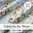 Woodland Deer Owl Mushrooms and Stars on Light Blue  Seamless Pattern Digital Print Fabric by the Metre UK Sewing Quilting Textile