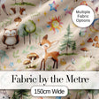 Woodland Deer Owl Mushrooms Stars on Soft Beige  Seamless Pattern Digital Print Fabric by the Metre UK Sewing Quilting Textile