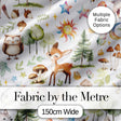 Woodland Deer Owl Mushrooms Stars on Light Grey  Seamless Pattern Digital Print Fabric by the Metre UK Sewing Quilting Textile