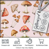 Watercolor Mushrooms Botanical Forest Elements on Blush Pink  Seamless Pattern Digital Print Fabric by the Metre UK Sewing Quilting Textile