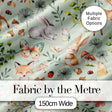 Animals Rabbit Fox Butterfly Floral Elements on Sage Green  Seamless Pattern Digital Print Fabric by the Metre UK Sewing Quilting Textile