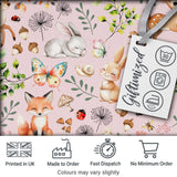 Animals Rabbit Fox Butterfly Floral Elements on Soft Lilac  Seamless Pattern Digital Print Fabric by the Metre UK Sewing Quilting Textile