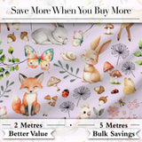Animals Rabbit Butterfly Floral Elements on Neutral Cream  Seamless Pattern Digital Print Fabric by the Metre UK Sewing Quilting Textile