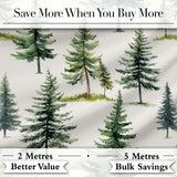 Pine Tree Forest Evergreen Woodland Nature on Light Grey  Seamless Pattern Digital Print Fabric by the Metre UK Sewing Quilting Textile