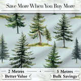 Pine Tree Forest Evergreen Woodland Nature on Soft Blue  Seamless Pattern Digital Print Fabric by the Metre UK Sewing Quilting Textile