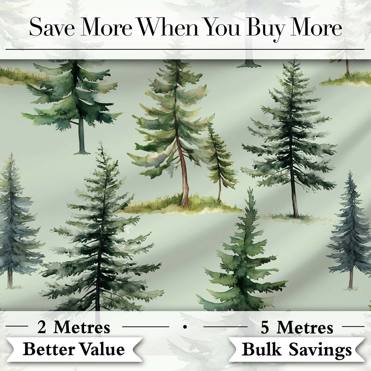 Pine Tree Forest Evergreen Woodland Nature on Sage Green  Seamless Pattern Digital Print Fabric by the Metre UK Sewing Quilting Textile