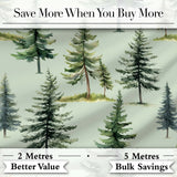 Pine Tree Forest Evergreen Woodland Nature on Sage Green  Seamless Pattern Digital Print Fabric by the Metre UK Sewing Quilting Textile