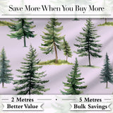 Pine Tree Forest Evergreen Woodland Nature on Soft Lilac  Seamless Pattern Digital Print Fabric by the Metre UK Sewing Quilting Textile