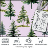 Pine Tree Forest Evergreen Woodland Nature on Soft Lilac  Seamless Pattern Digital Print Fabric by the Metre UK Sewing Quilting Textile