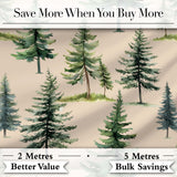 Watercolor Pine Tree Forest Woodland Nature Seamless Pattern Digital Print Fabric by the Metre UK Sewing Quilting Textile