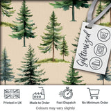 Watercolor Pine Tree Forest Woodland Nature Seamless Pattern Digital Print Fabric by the Metre UK Sewing Quilting Textile