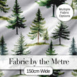 Watercolor Pine Tree Forest Woodland Nature on Light Grey Seamless Pattern Digital Print Fabric by the Metre UK Sewing Quilting Textile
