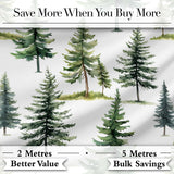 Watercolor Pine Tree Forest Woodland Nature on Light Grey Seamless Pattern Digital Print Fabric by the Metre UK Sewing Quilting Textile