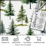 Watercolor Pine Tree Forest Woodland Nature on Light Grey Seamless Pattern Digital Print Fabric by the Metre UK Sewing Quilting Textile
