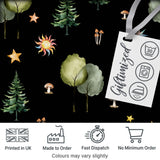 Watercolor Forest Trees Mushrooms Sun Moon Stars Seamless Pattern Digital Print Fabric by the Metre UK Sewing Quilting Textile
