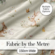 Watercolor Cute Bunny Rabbits Butterflies Wildflowers on Cream Seamless Pattern Digital Print Fabric by the Metre UK Sewing Quilting Textile
