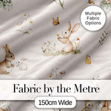 Watercolor Bunny Butterfly Floral Meadow Seamless Pattern Digital Print Fabric by the Metre UK Sewing Quilting Textile