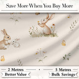 Watercolor Bunny Butterfly Floral Meadow Seamless Pattern Digital Print Fabric by the Metre UK Sewing Quilting Textile