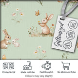 Watercolor Bunny Butterfly Floral Meadow Soft Sage Pattern Digital Print Fabric by the Metre UK Sewing Quilting Textile