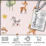 Cute Woodland Deer Fox Squirrel Mushroom Forest Pattern Digital Print Fabric by the Metre UK Sewing Quilting Textile