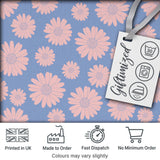 Blue Background Peach Daisy Floral Seamless Pattern  Flower Style Digital Print Fabric by the Metre UK Sewing Quilting Textile