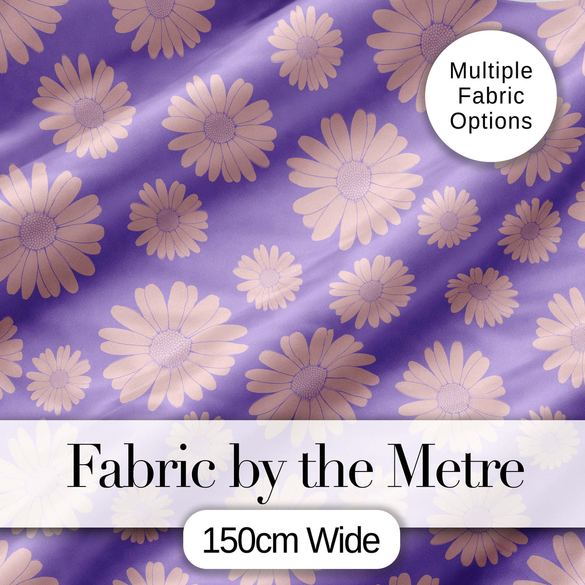 Purple Gradient Daisy Flower Seamless Pattern  Pastel Floral Digital Print Fabric by the Metre UK Sewing Quilting Textile