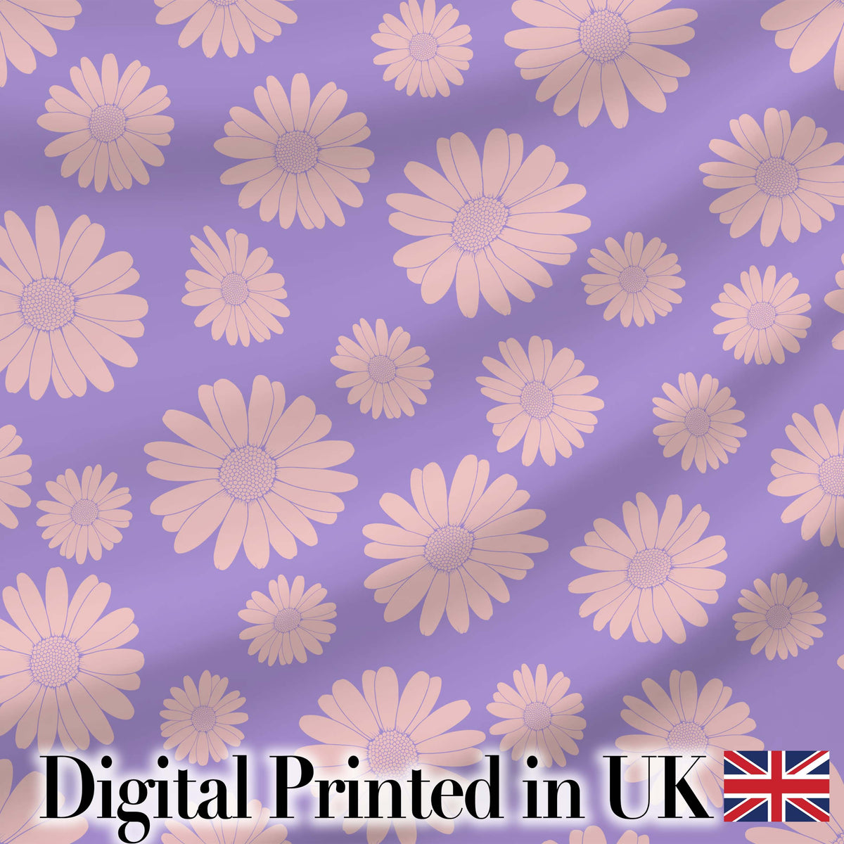 Purple Gradient Daisy Flower Seamless Pattern  Pastel Floral Digital Print Fabric by the Metre UK Sewing Quilting Textile