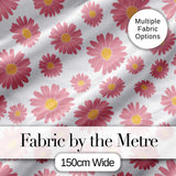 Grey Background Pink Daisy Floral Seamless Pattern Bright Center Flowers Digital Print Fabric by the Metre UK Sewing Quilting Textile