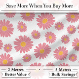 Grey Background Pink Daisy Floral Seamless Pattern Bright Center Flowers Digital Print Fabric by the Metre UK Sewing Quilting Textile