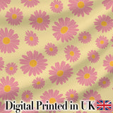 Yellow Gradient Pink Daisy Floral Seamless Pattern Vintage Style Digital Print Fabric by the Metre UK Sewing Quilting Textile