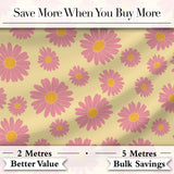 Yellow Gradient Pink Daisy Floral Seamless Pattern Vintage Style Digital Print Fabric by the Metre UK Sewing Quilting Textile