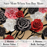Elegant Rose Floral Pattern Red Black Cream Flowers Seamless Design Digital Print Fabric by the Metre UK Sewing Quilting Textile