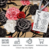 Elegant Rose Floral Pattern Red Black Cream Flowers Seamless Design Digital Print Fabric by the Metre UK Sewing Quilting Textile