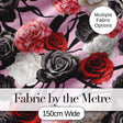 Soft Pink Background Red Black White Roses Peonies Seamless Floral Pattern Digital Print Fabric by the Metre UK Sewing Quilting Textile
