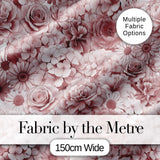 Vintage Monochrome Floral Roses Peonies and Daisies Seamless Pattern Digital Print Fabric by the Metre UK Sewing Quilting Textile