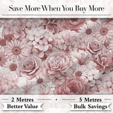 Vintage Monochrome Floral Roses Peonies and Daisies Seamless Pattern Digital Print Fabric by the Metre UK Sewing Quilting Textile