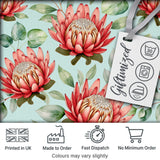 Protea Flower Botanical Illustration Seamless Pattern Pastel Background Digital Print Fabric by the Metre UK Sewing Quilting Textile