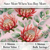 Elegant Protea Flower Pink Botanical Seamless Pattern Art Nature Floral Design Digital Print Fabric by the Metre UK Sewing Quilting Textile