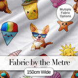 Cute Cartoon Dog Sunglasses Summer Fun Kawaii Seamless Pattern Kids Style Digital Print Fabric by the Metre UK Sewing Quilting Textile