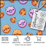 Kawaii Donuts Candy Blue Background Cute Sweet Seamless Pattern Style Digital Print Fabric by the Metre UK Sewing Quilting Textile