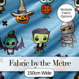 Cute Halloween Characters  Mummy Frankenstein Bat Blue Background Seamless  Digital Print Fabric by the Metre UK Sewing Quilting Textile