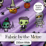 Cute Halloween Characters  Mummy Frankenstein Bat Purple Background Seamless  Digital Print Fabric by the Metre UK Sewing Quilting Textile