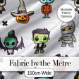 Cute Halloween Frankenstein Mummy Pumpkin Character Seamless Pattern Digital Print Fabric by the Metre UK Sewing Quilting Textile