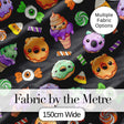 Cute Halloween Sweet Donut Ice Cream Candy Grey Background Seamless Pattern Digital Print Fabric by the Metre UK Sewing Quilting Textile
